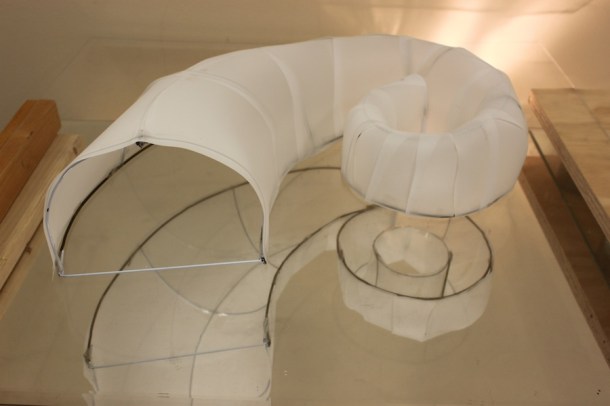 New ideas in the works: scaled model loosely based off the golden ratio, constructed for projection tests.