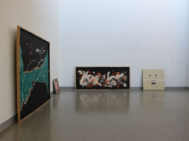 Studio view of a few paintings (from left to right: 