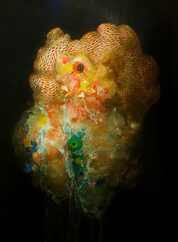 Tunicate and Golden Sac, 48x30, acrylic on panel, 2014
