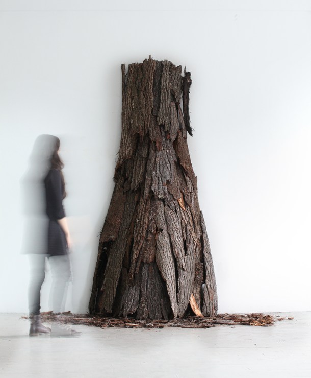 Steven Pestana, Instinct IV, Various Species of Tree Bark, 48.75” x 38.25" x 108", 2014