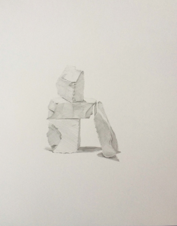 Brad Nelson, The Construction of Believable Things #13, graphite on paper, 14"x11", 2014.