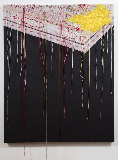 Sara Jones, It Was There, acrylic and thread on canvas, 30" x 24", 2013.