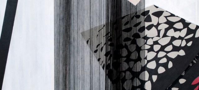 Sara Jones, Inconvenient Responsibility, acrylic, fabric and thread on canvas, 36" x 24", 2013.